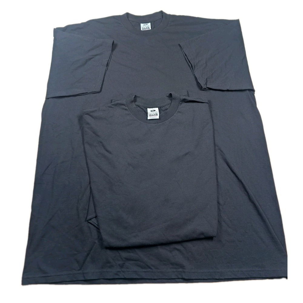 2X PROCLUB HEAVY WEIGHT T-SHIRT USA BLACK PLAIN PRO CLUB BLANK Mens 5XL